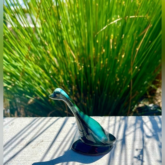 RARE 1960s Turquoise Green Porcelain Goose Collectable Décor Figurine Zoomorph - Picture 1 of 13
